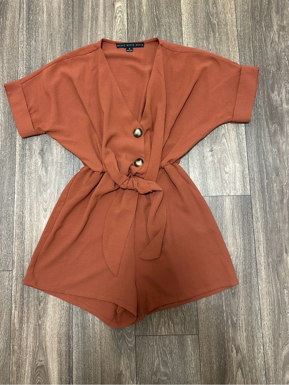 HYFVE Button Front Tie-Waist Romper